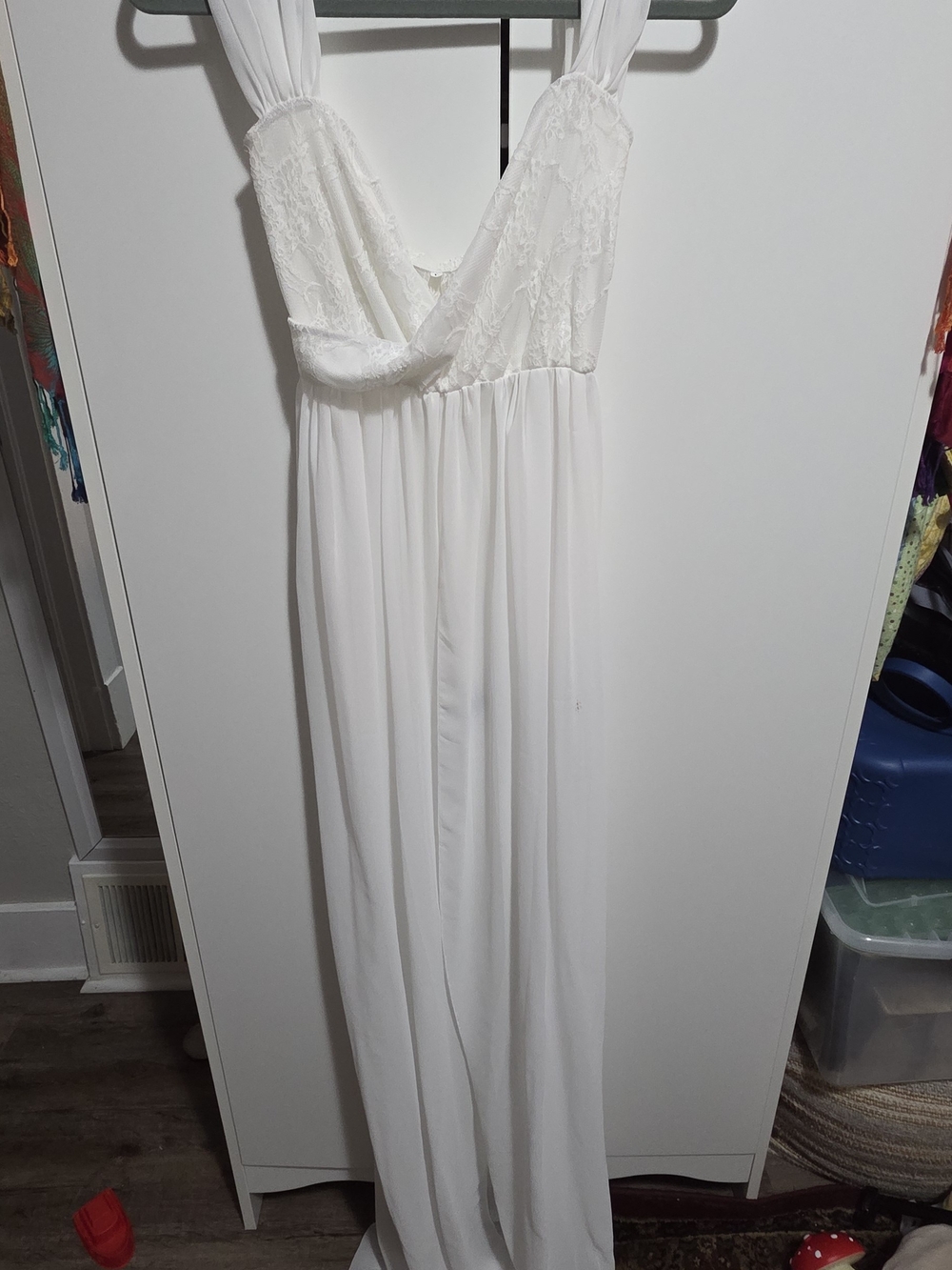 White Lace Bodice Maxi Dress